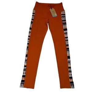 PrAna Women's‎ M Orange Leggings With Patterned Side Panels